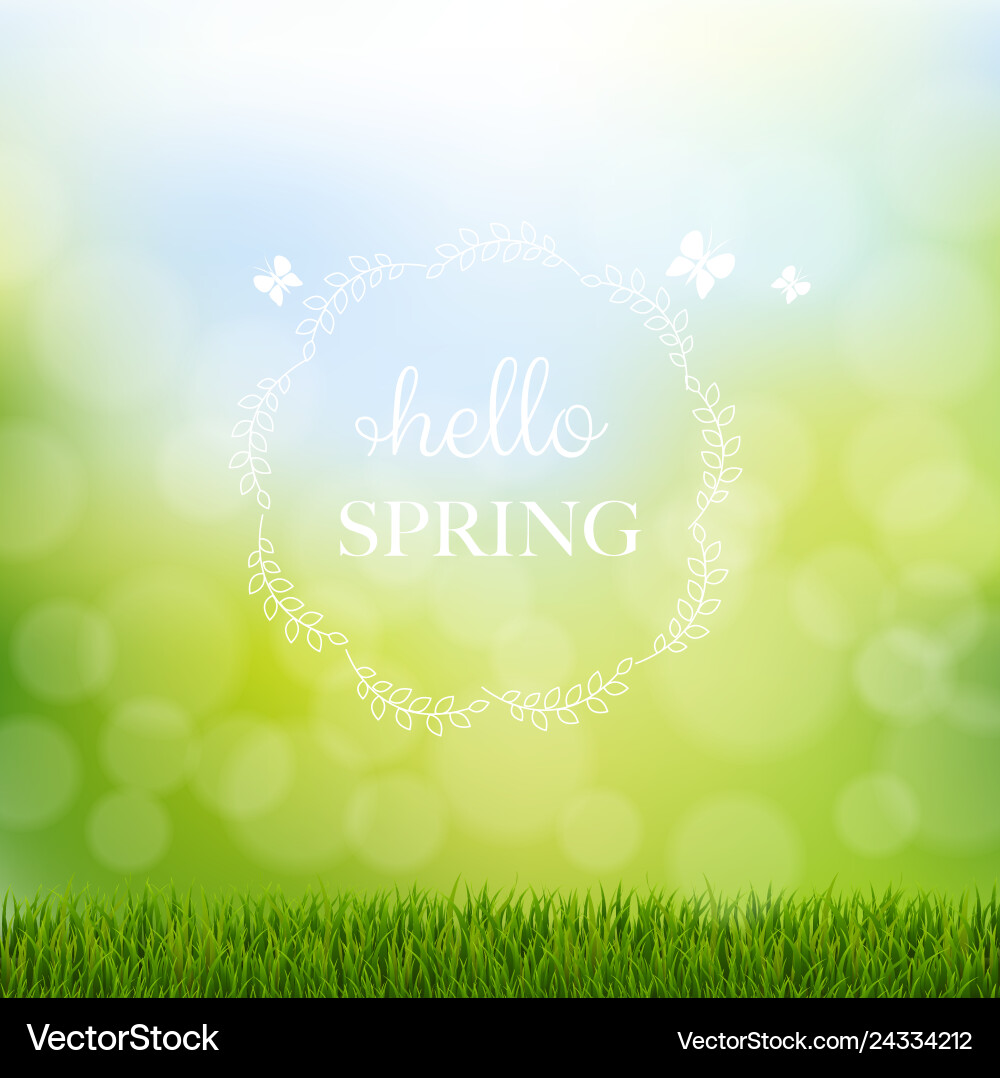 Spring Grass Border - Hello Spring vector image