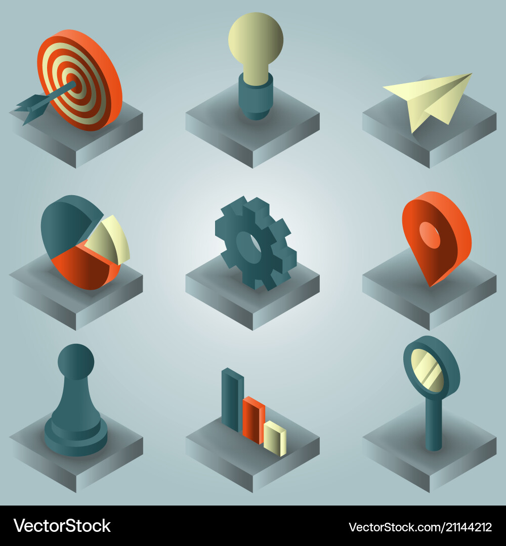 Startup color gradient isometric icons Startup color gradient isometric icons vector image