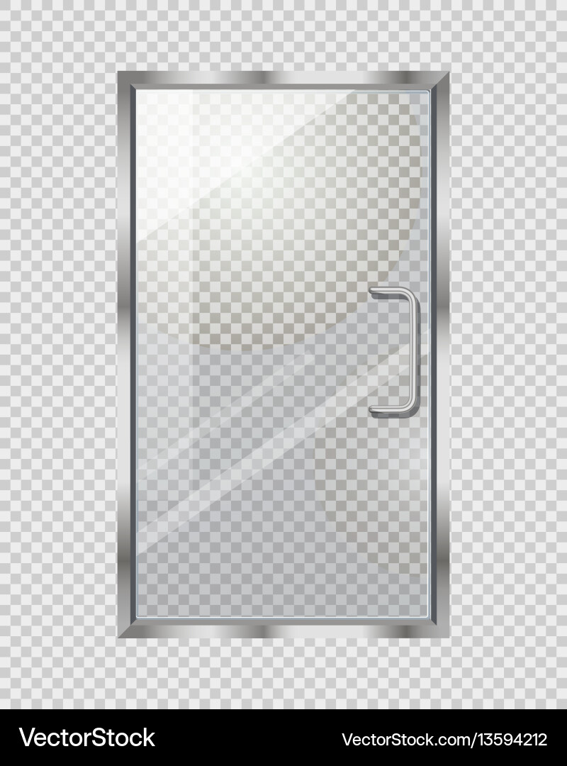 Transparent door on grey checkered background Transparent door on grey checkered background vector image