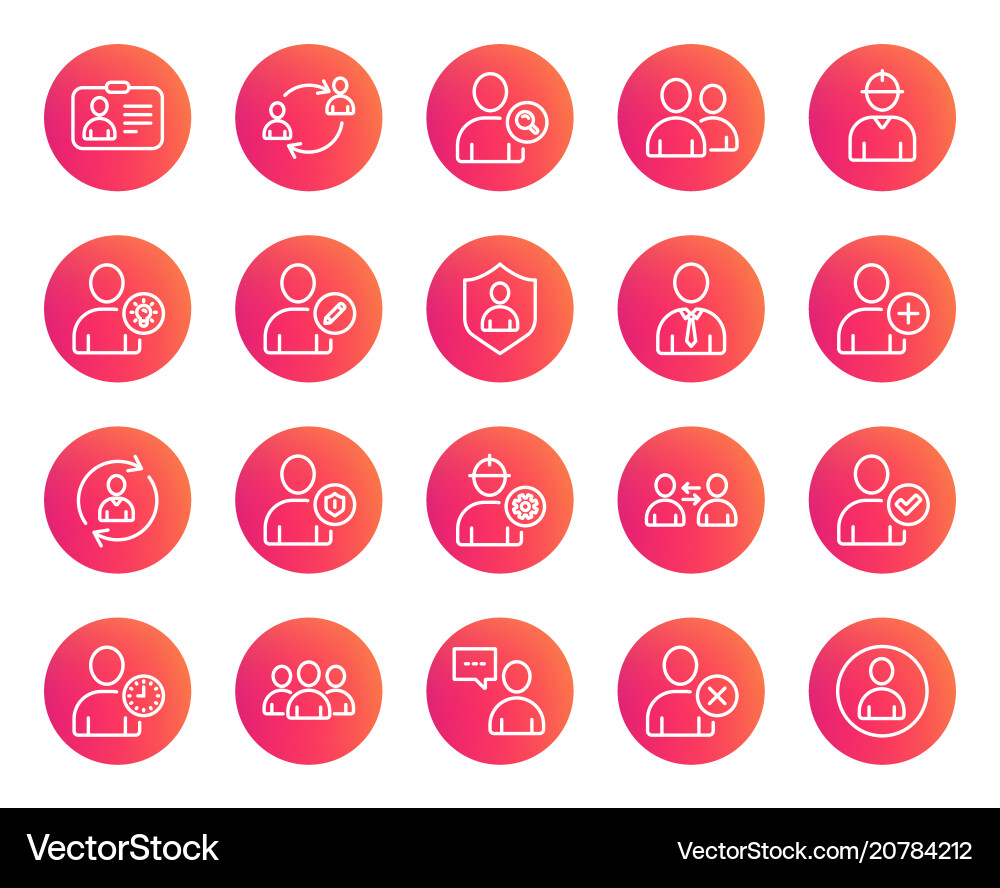 Users line icons profile group and support Vector Image