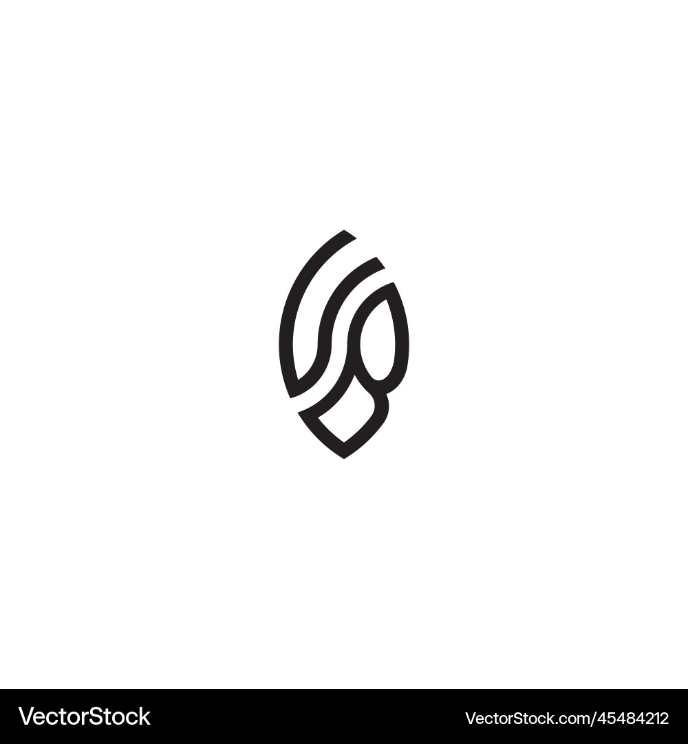 Vb leaf shape line initial concept with high Vb leaf shape line initial concept with high vector image