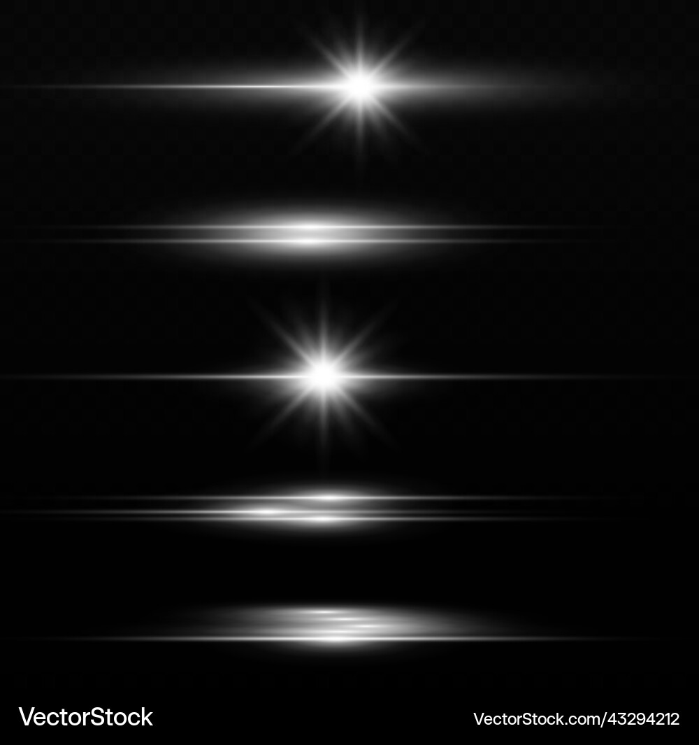 White glowing rays sparkle horizontal light line White glowing rays sparkle horizontal light line vector image