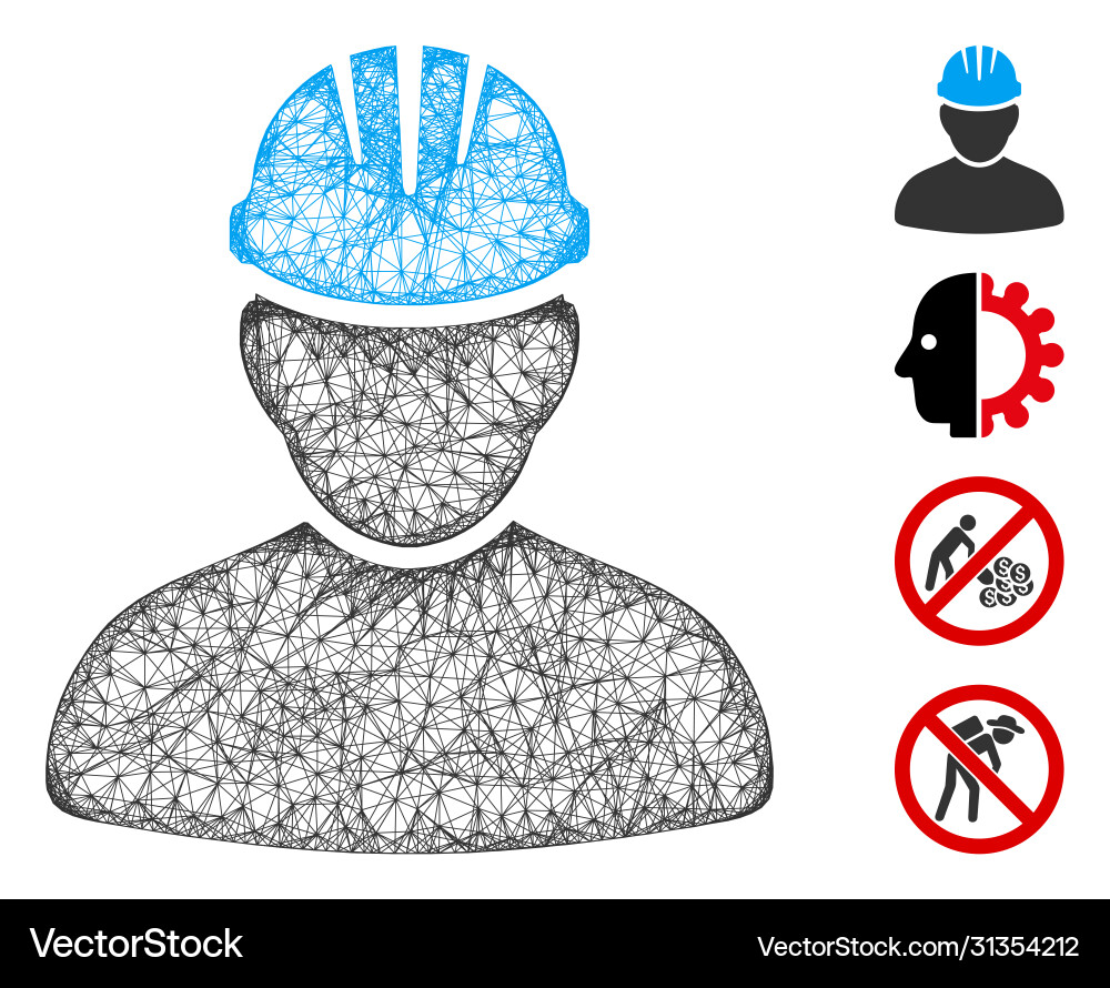 Worker person web mesh Worker person web mesh vector image