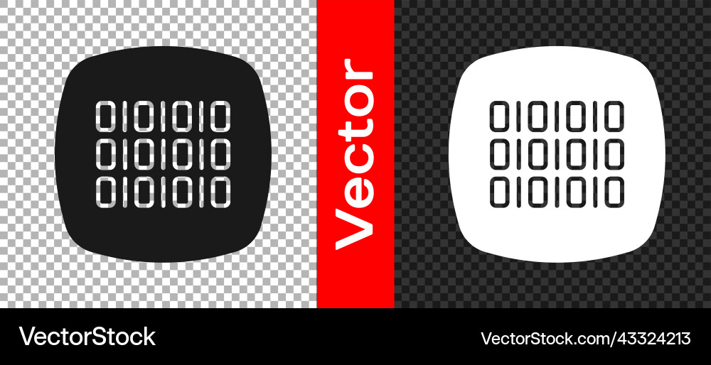 Black binary code icon isolated on transparent vector image
