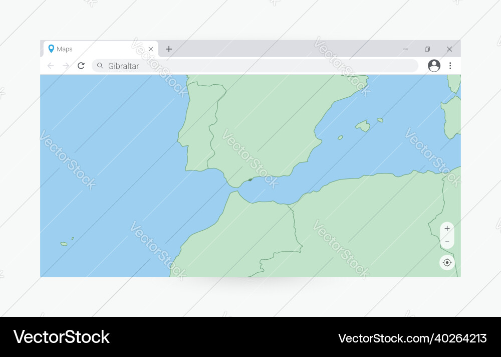 Browser window with map of gibraltar searching Browser window with map of gibraltar searching vector image