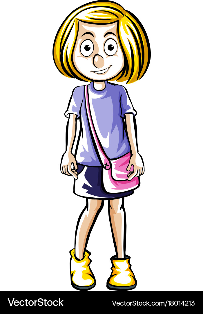 Drafting human character for cute girl Royalty Free Vector