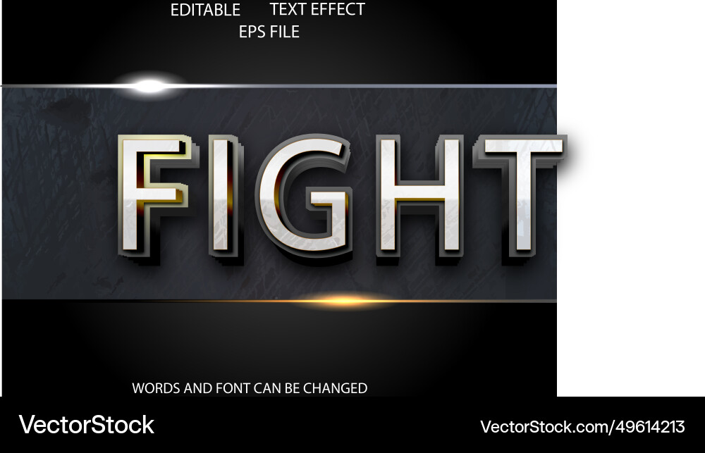 Fight text effect font editable typography 3d vector image