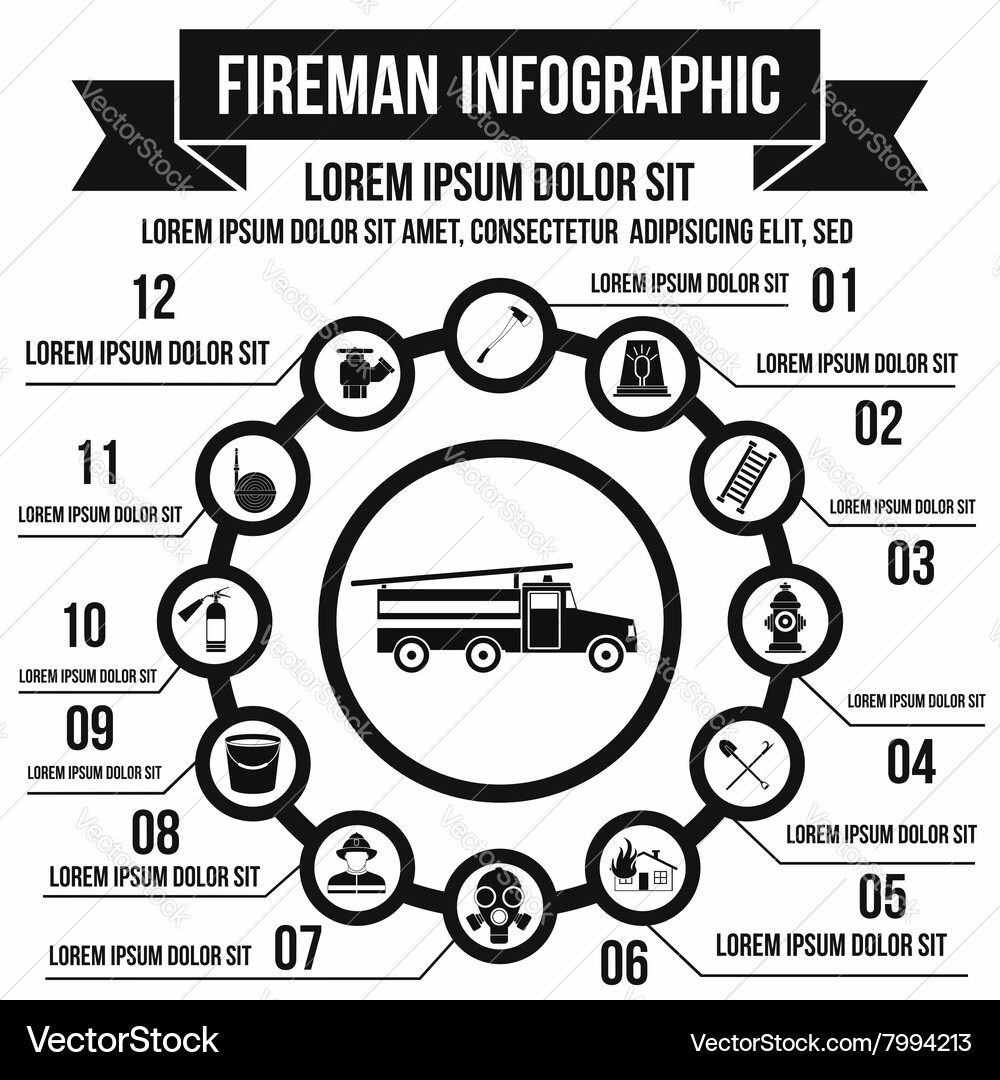 Firefighting infographic elements simple style Vector Image