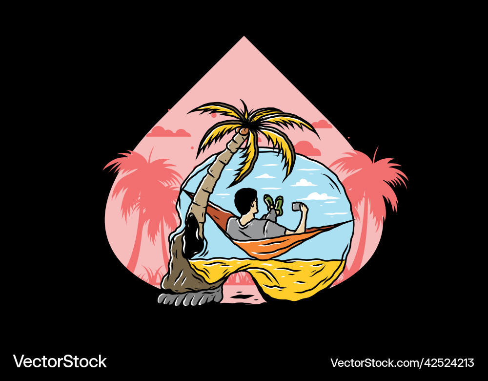 Man on hammock in skull shape Man on hammock in skull shape vector image