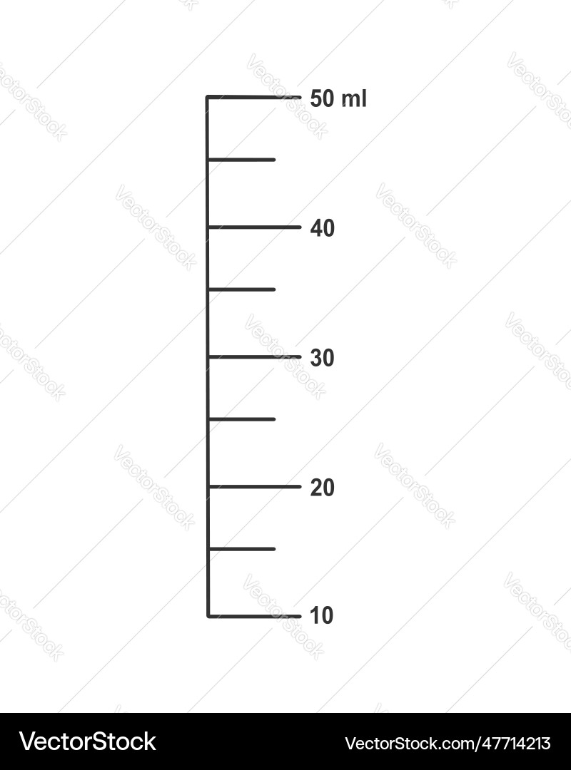 Measuring scale with 50 ml liquid volume for cups Vector Image