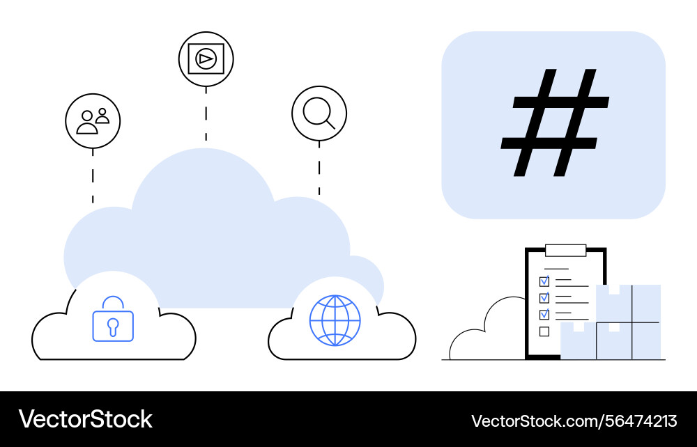 Modern cloud solutions with networking security Modern cloud solutions with networking security vector image