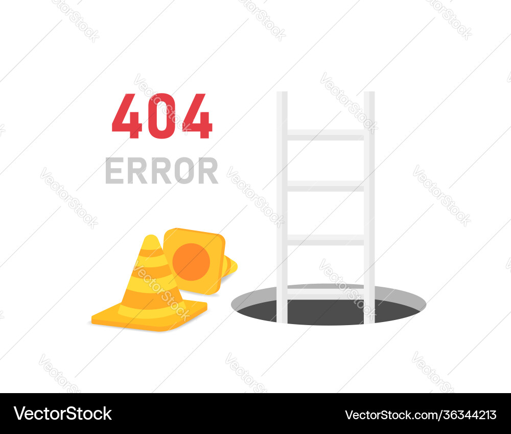 Page with a 404 error in 3d style on white vector image