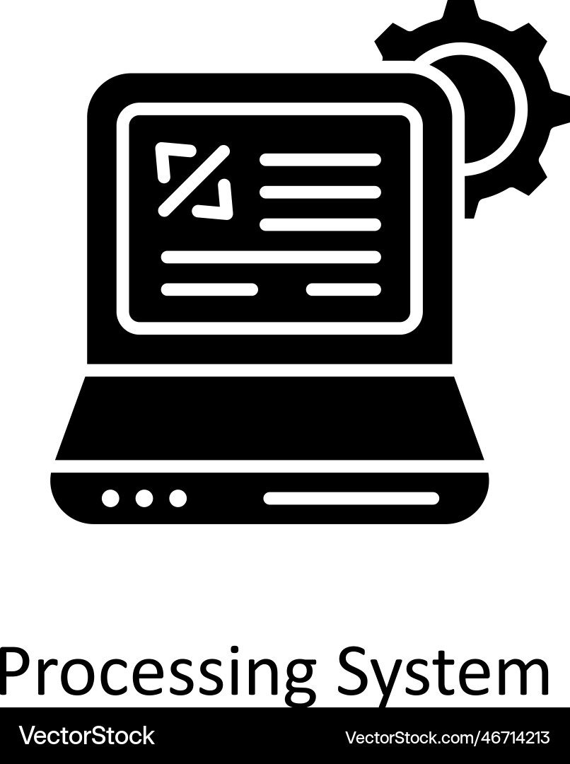 Processing system solid icons simple sto vector image