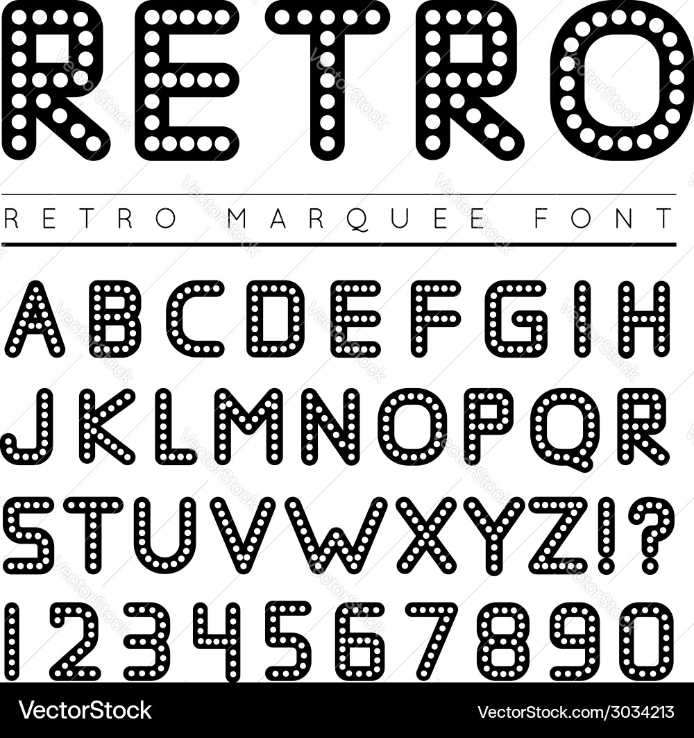 Retro Marquee Sign Font Vector Image