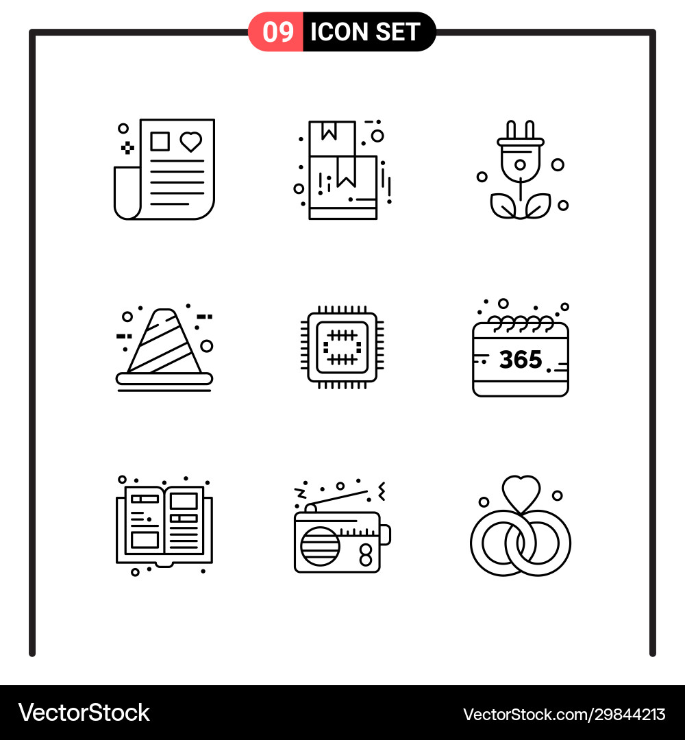 Set 9 line style icons for web and mobile Vector Image