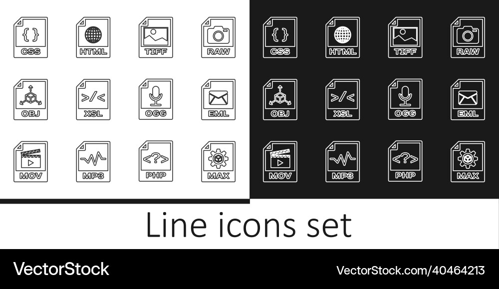 Set line max file document eml tiff xsl obj Set line max file document eml tiff xsl obj vector image