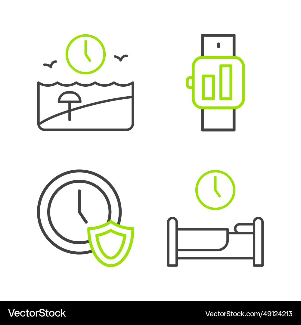 Set line time to sleep clock with shield Set line time to sleep clock with shield vector image