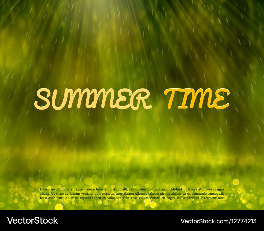 Summer abstract background with rays and bokeh Vector Image