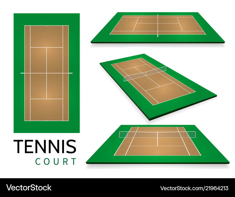 Tennisplatz Draufsicht und verschiedene Perspektive Tennisplatz Draufsicht und verschiedene Perspektive vektorbild