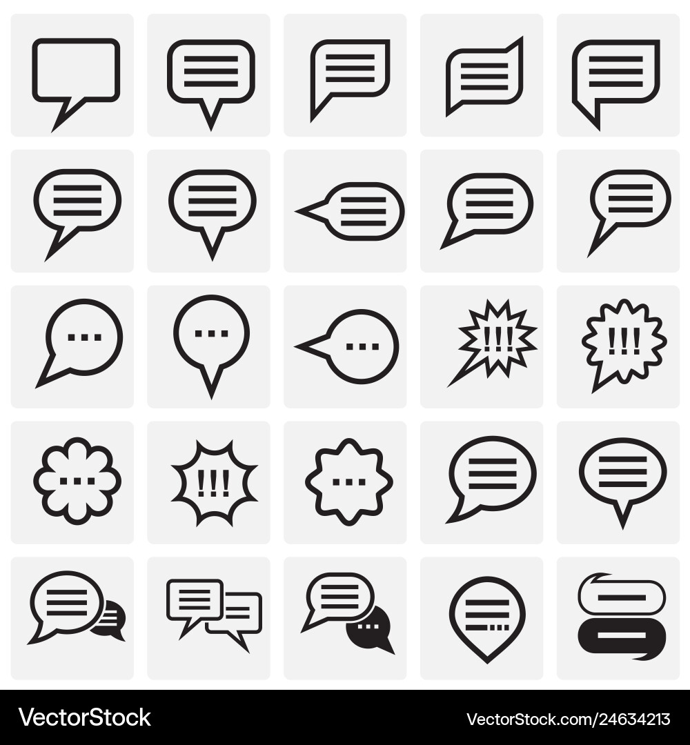 Text bubble icon set on squares background Text bubble icon set on squares background vector image