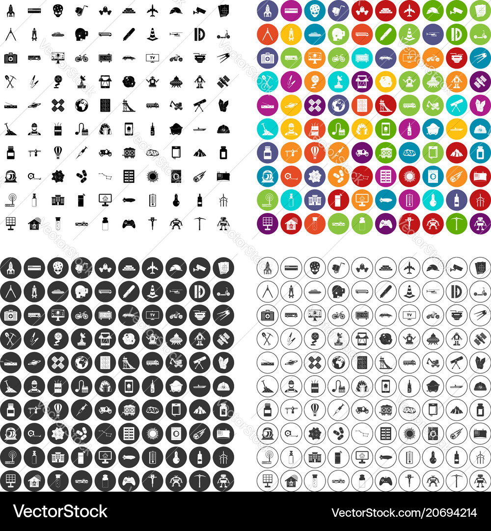 100 development icons set variant Vector Image