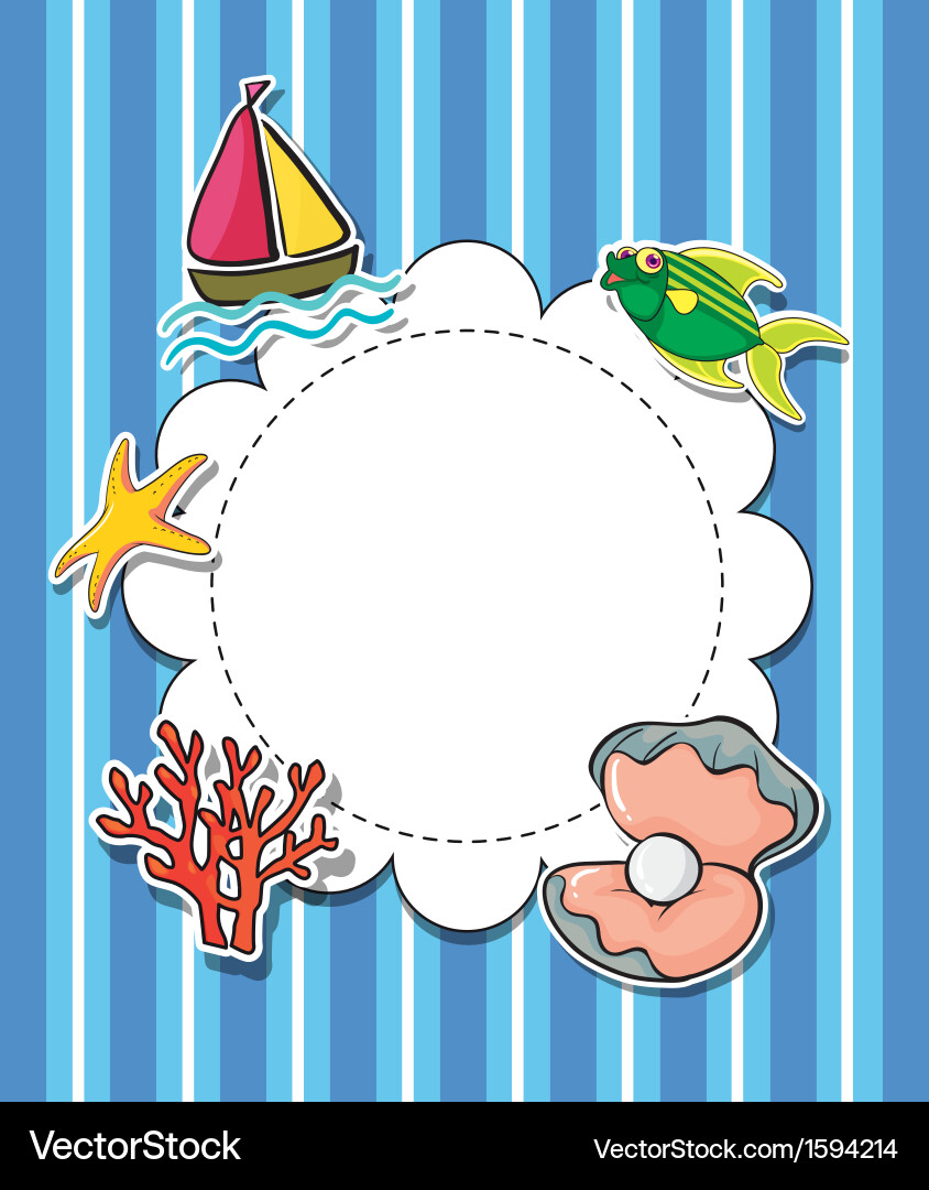 An empty round template with sea creatures vector image