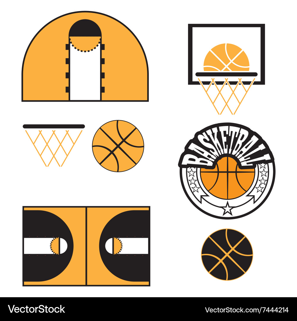 Basketball game objects icons vector image