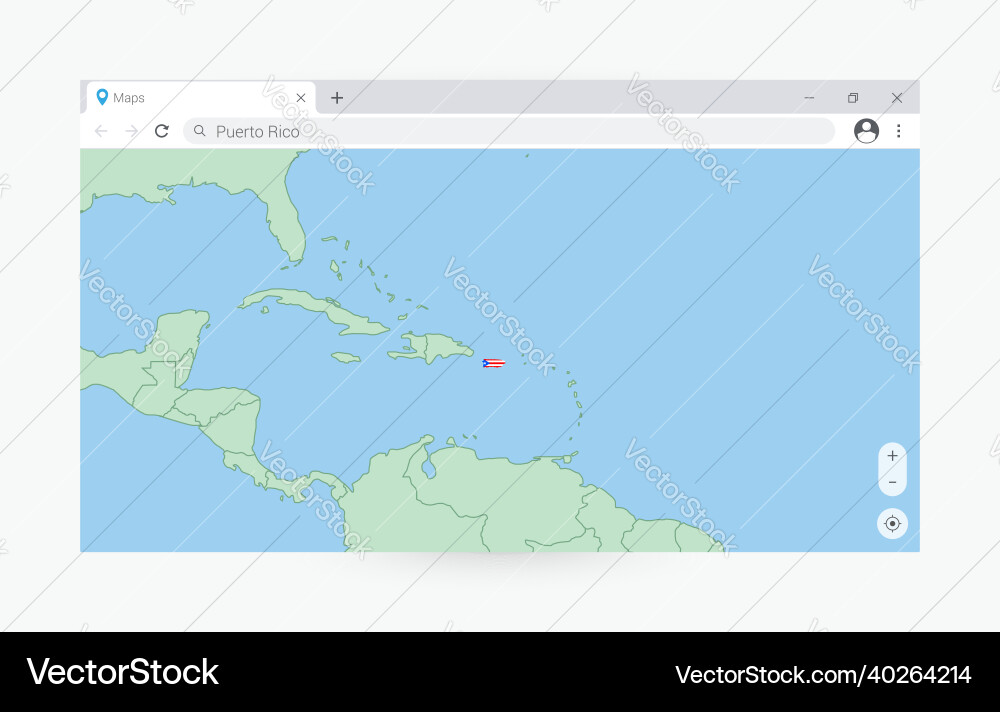 Browser window with map of puerto rico searching Browser window with map of puerto rico searching vector image
