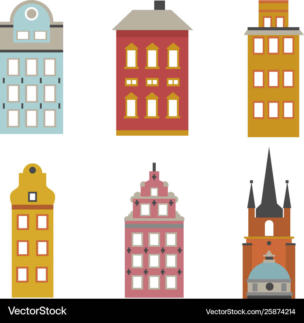 Building pattern flat on white Vector Image