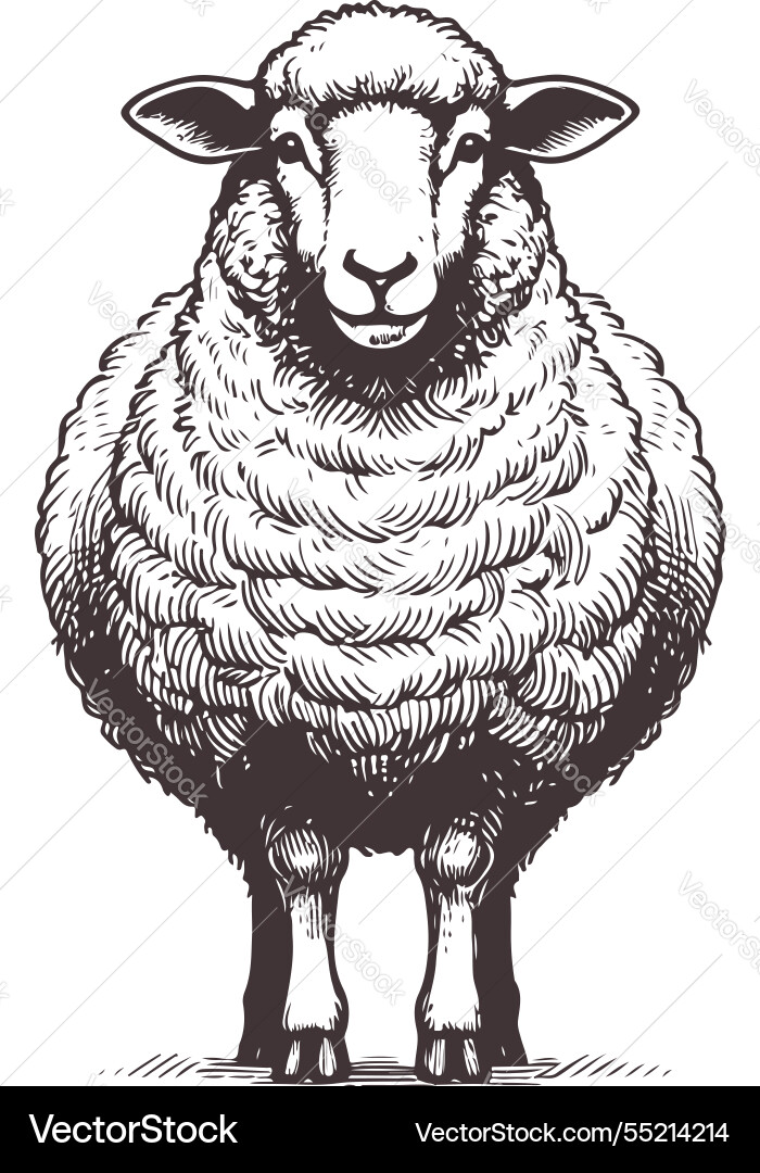 Detailed black and white of a sheep portrait Detailed black and white of a sheep portrait vector image