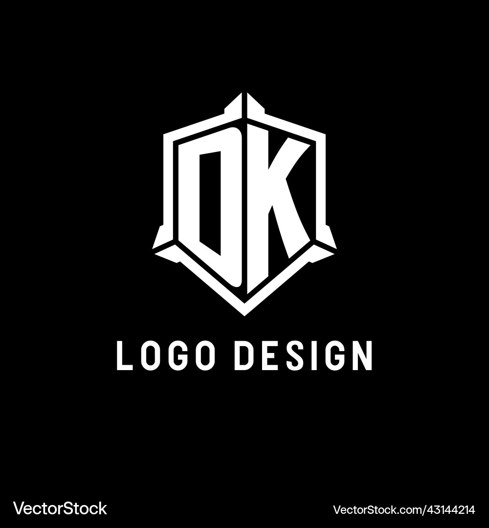 Dk logo initial with shield shape design style Dk logo initial with shield shape design style Vector Image