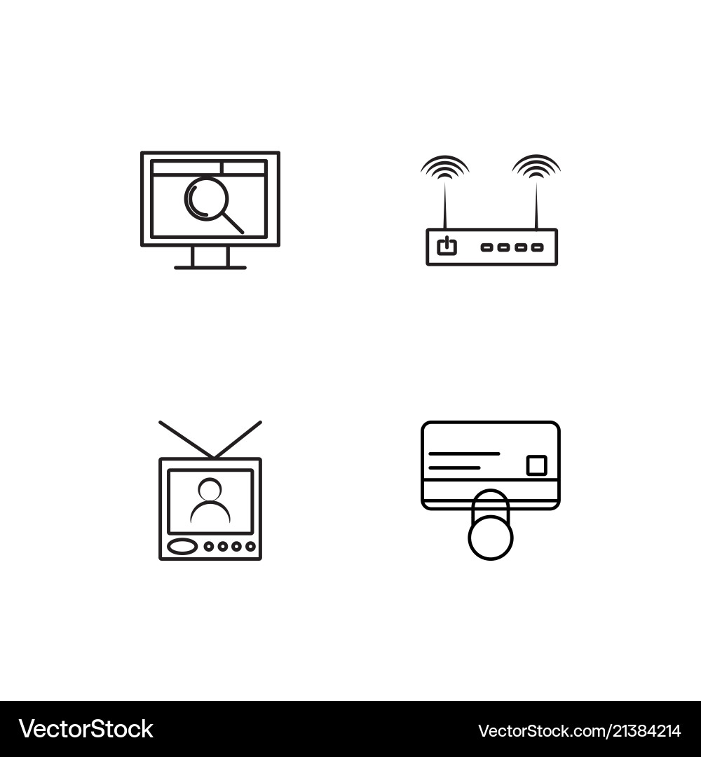 Electrical devices linear icons set simple vector image