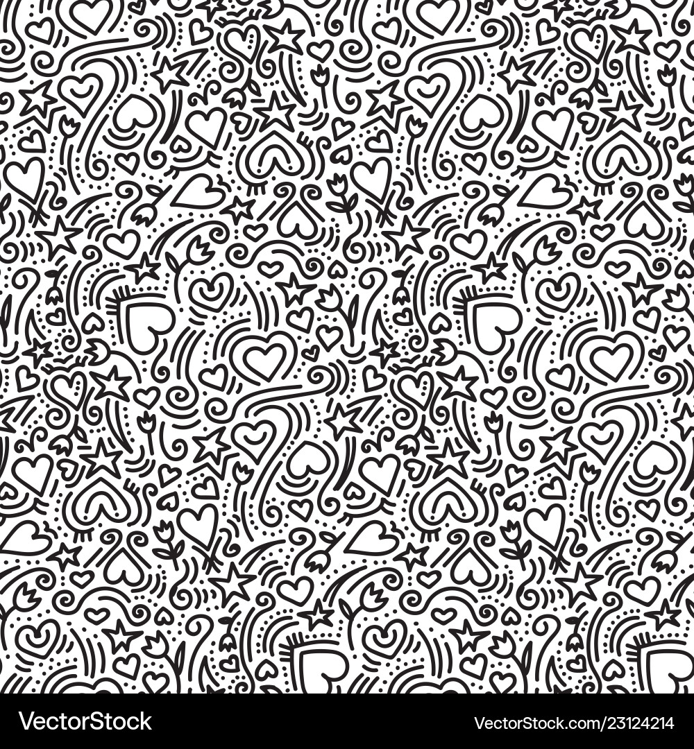 Heart Doodle Pattern Vector Image