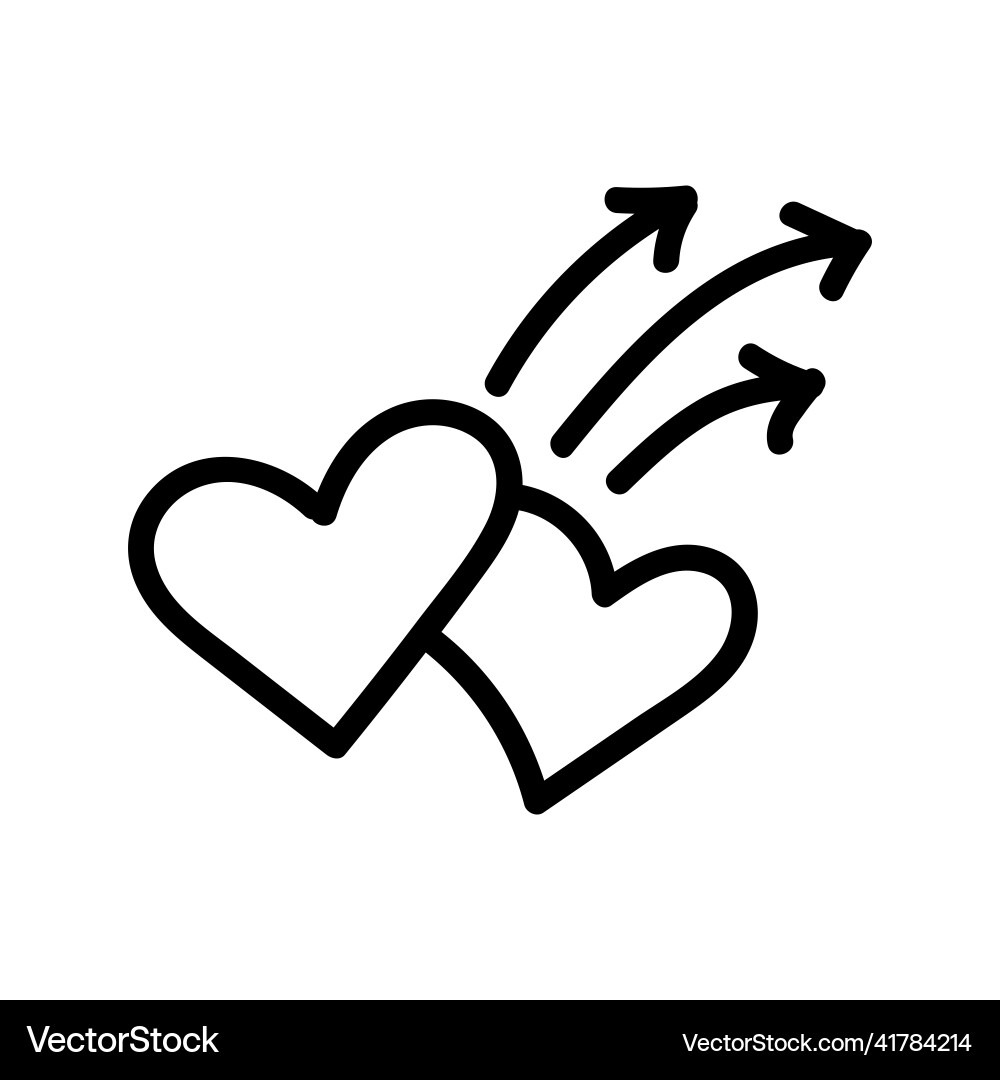 Linear doodle arrow with heart love pointer Linear doodle arrow with heart love pointer Vector Image