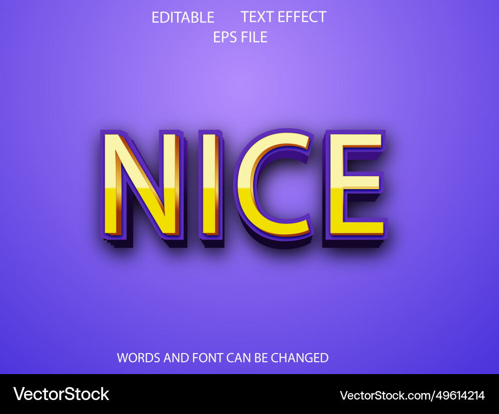 Nice text effect font editable typography 3d vector image