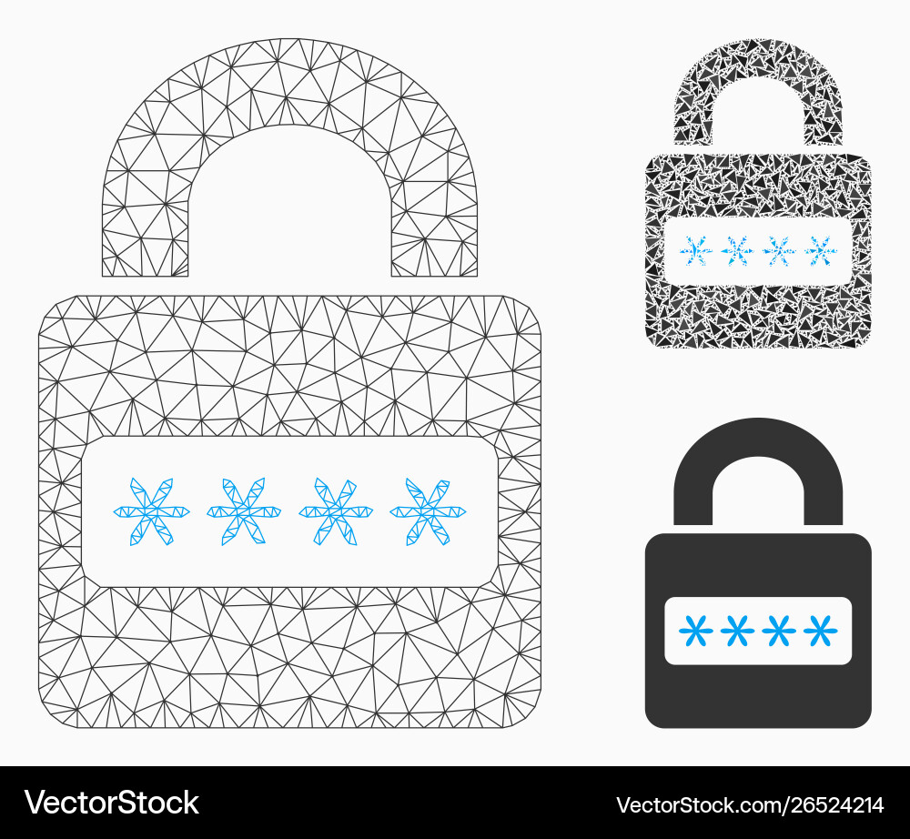 Password lock mesh network model Password lock mesh network model vector image