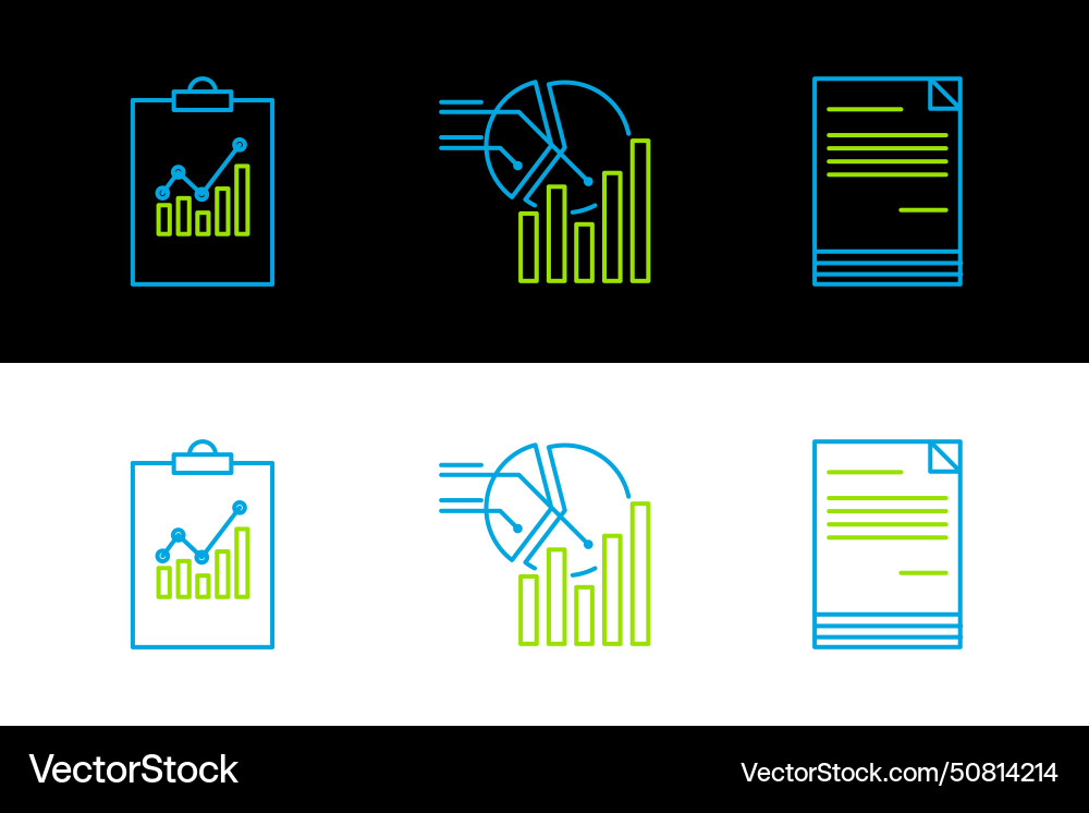 Set line document clipboard with graph chart Set line document clipboard with graph chart vector image