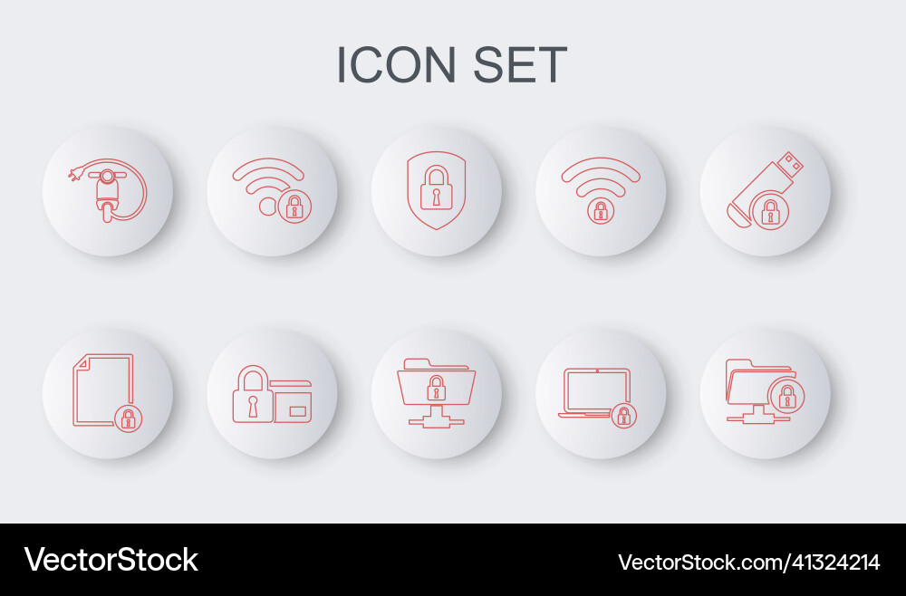 Set line ftp folder and lock document shield Set line ftp folder and lock document shield vector image
