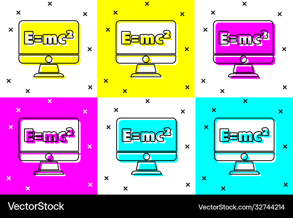 Set math system equation solution on computer Set math system equation solution on computer vector image