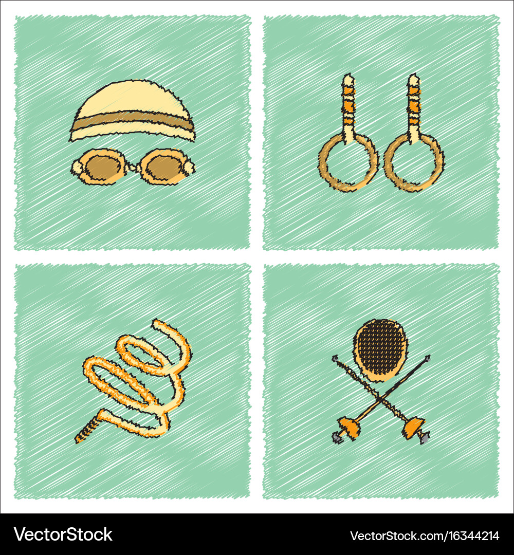 Set of olympic game design in hatching style Vector Image