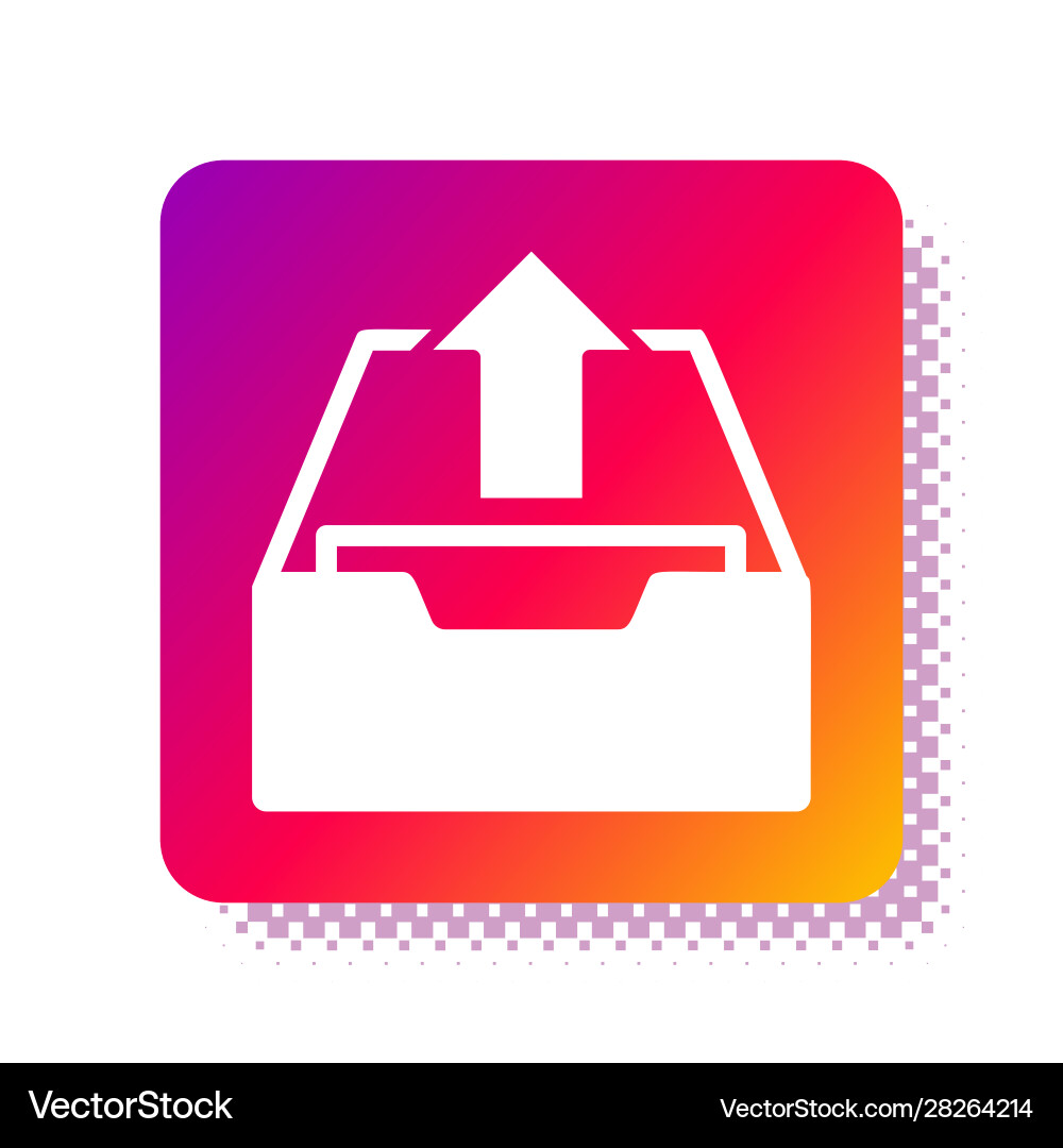 White upload inbox icon isolated on White upload inbox icon isolated on vector image