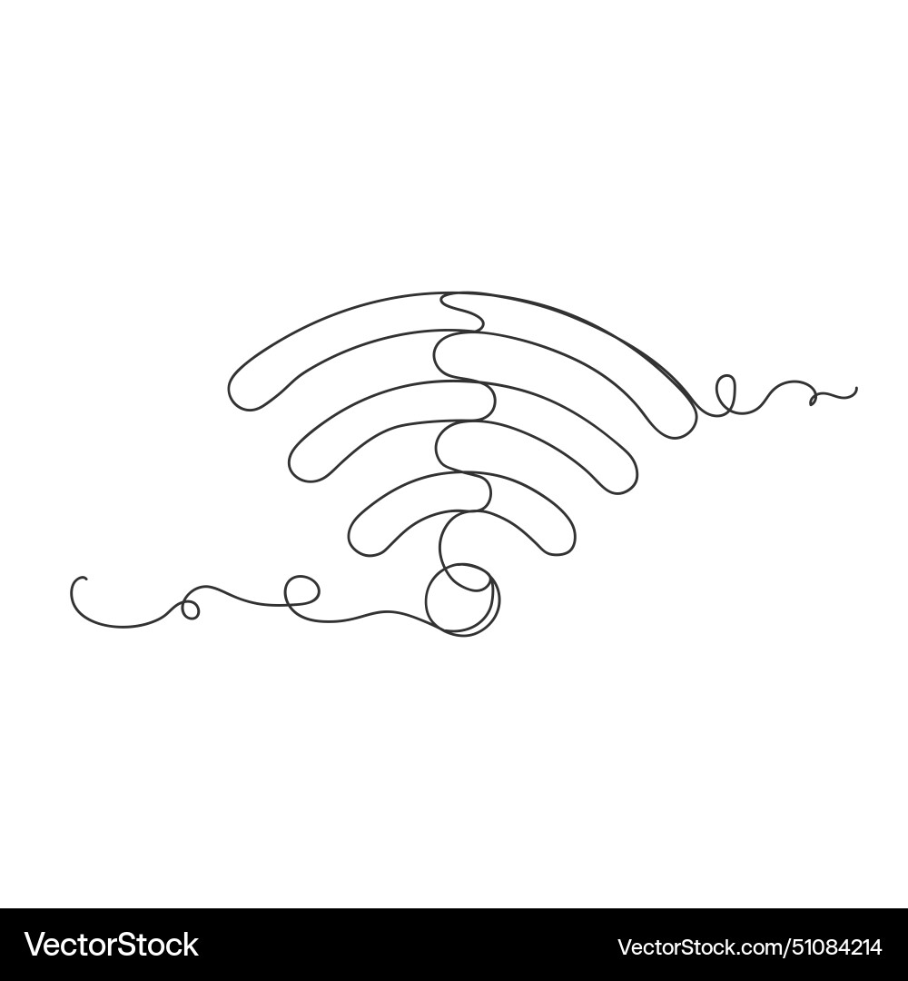 Wifi signal continuous one line drawing isolated Wifi signal continuous one line drawing isolated vector image