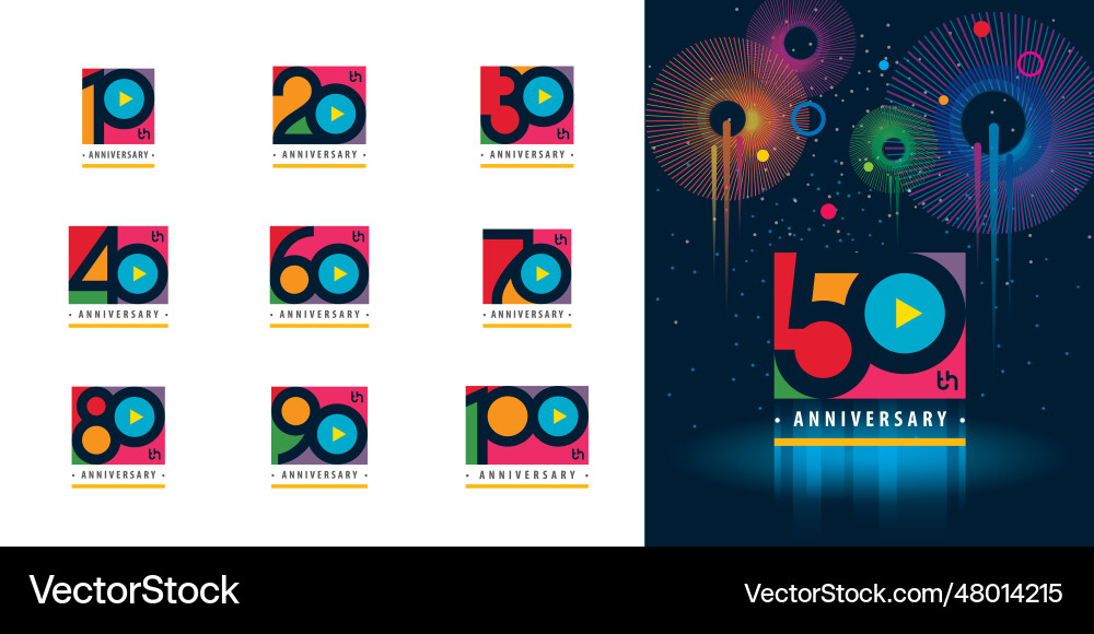 Anniversary Celebration Logotype Set Vector Image