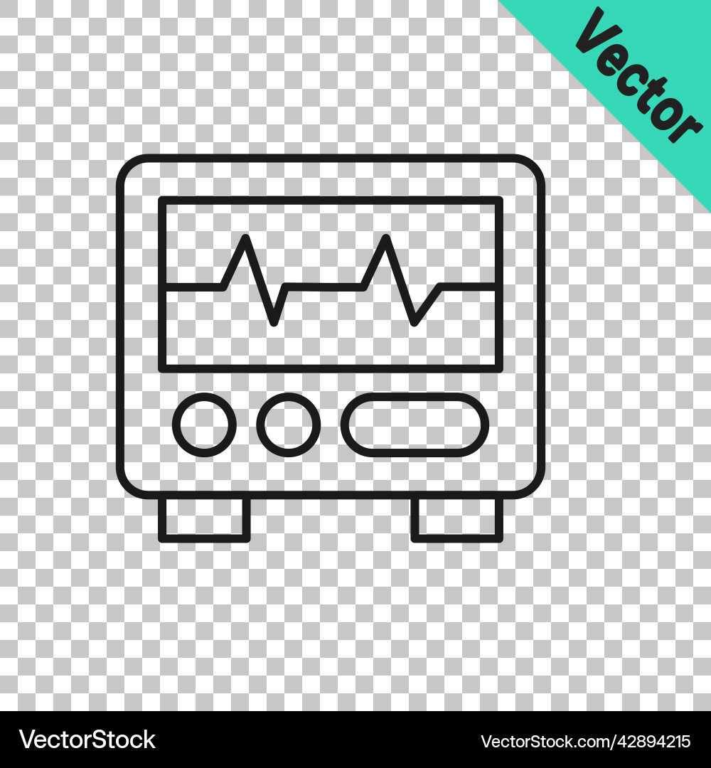 Black line computer monitor with cardiogram icon Black line computer monitor with cardiogram icon Vector Image