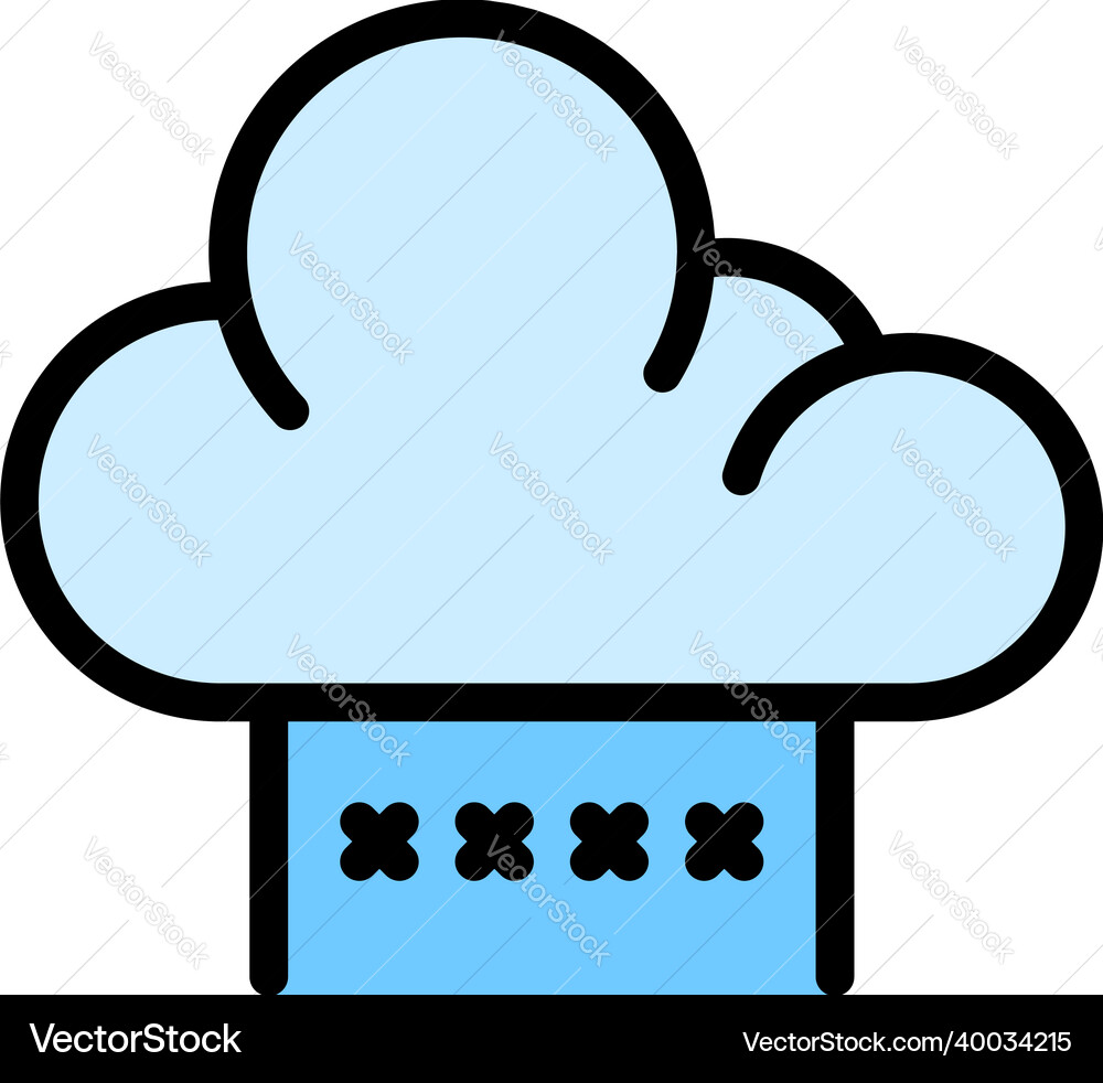 Data cloud authentication icon color outline Data cloud authentication icon color outline vector image