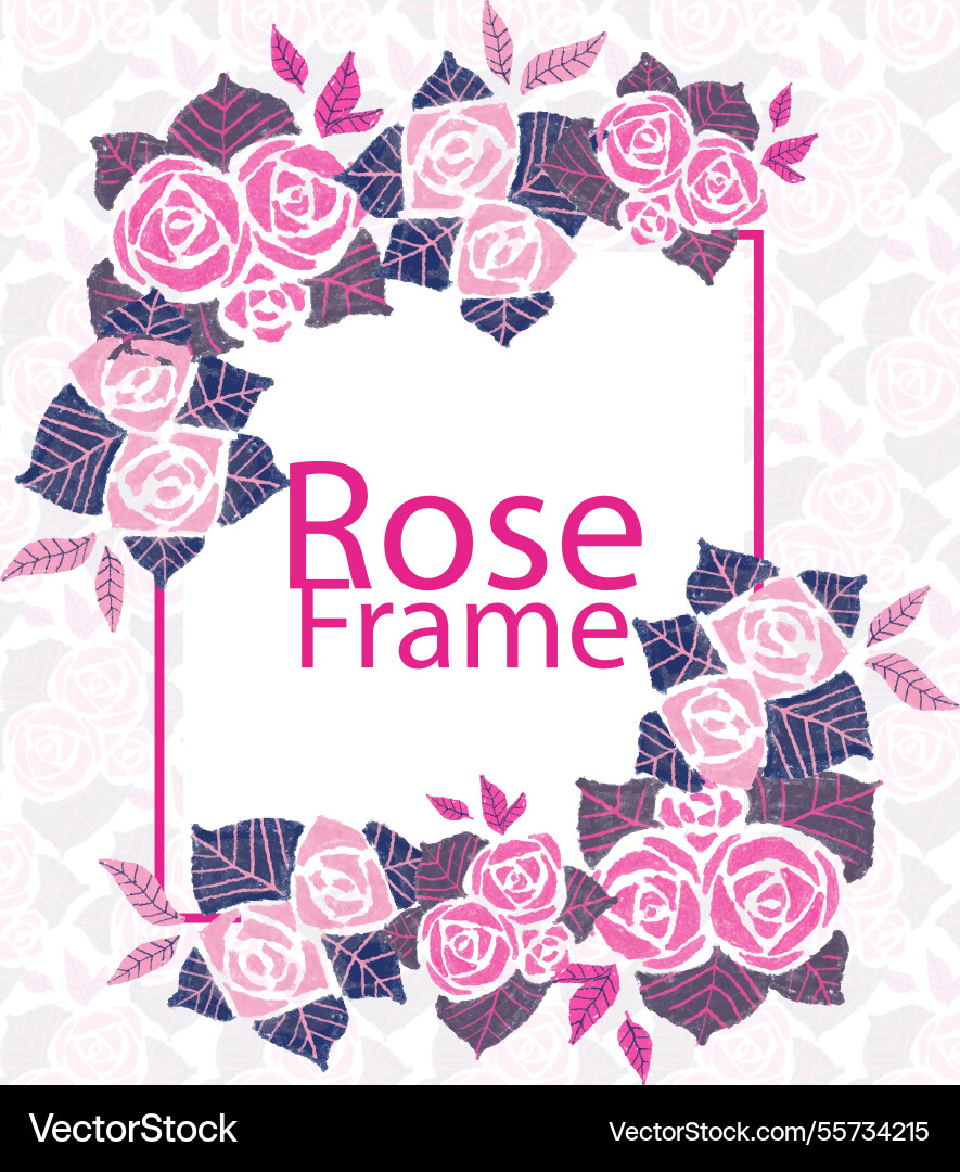 Decorative frame with abstract roses in pink tones
