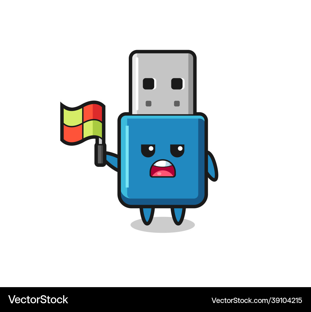Flash drive usb character as line judge putting Flash drive usb character as line judge putting Vector Image