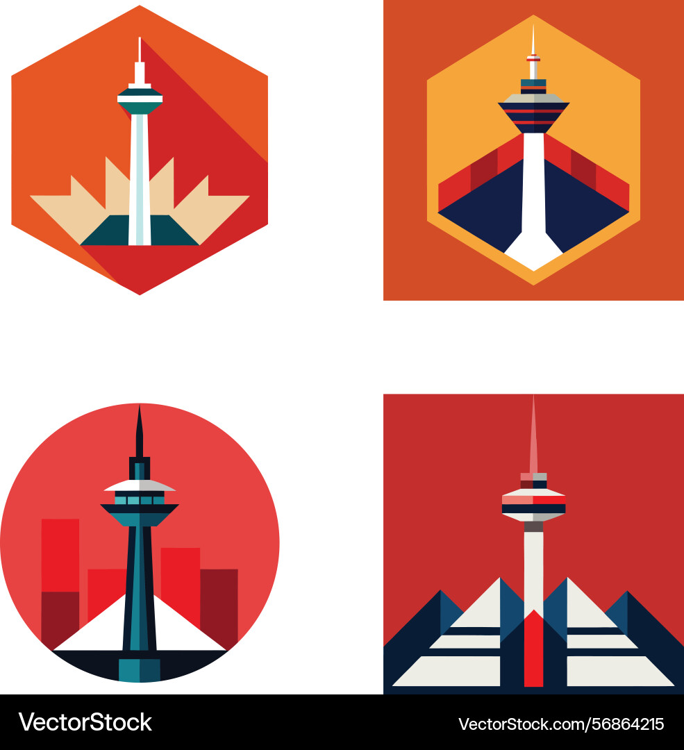 Geometric abstract of a tall tower in multiple Vector Image