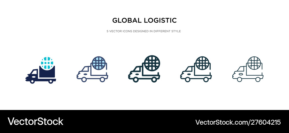 Global logistic icon in different style two vector image