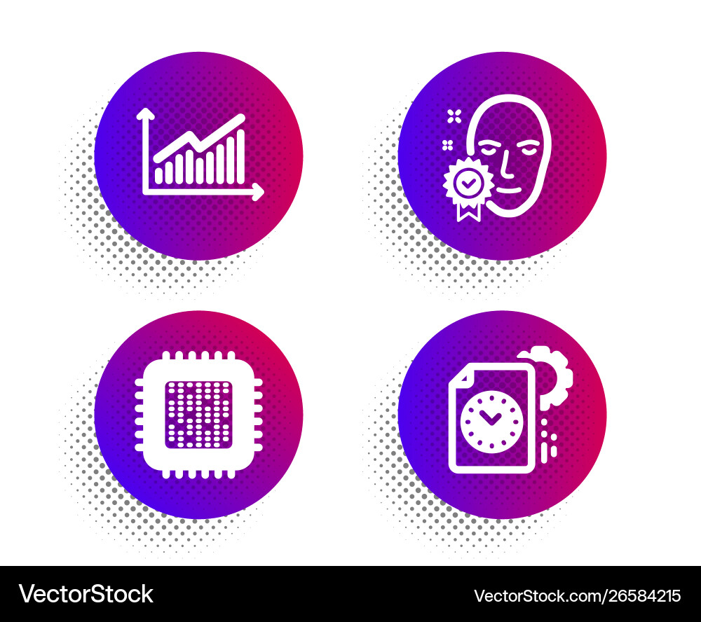 Graph cpu Prozessor und face verifizierte Symbole Set Graph cpu Prozessor und face verifizierte Symbole Set vektorbild